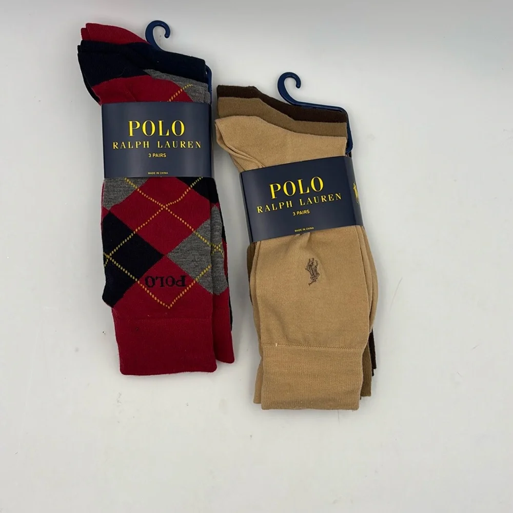 Polo Ralph Lauren Argyle and Solid Socks Shoe Size 6-12.5 6 Pairs